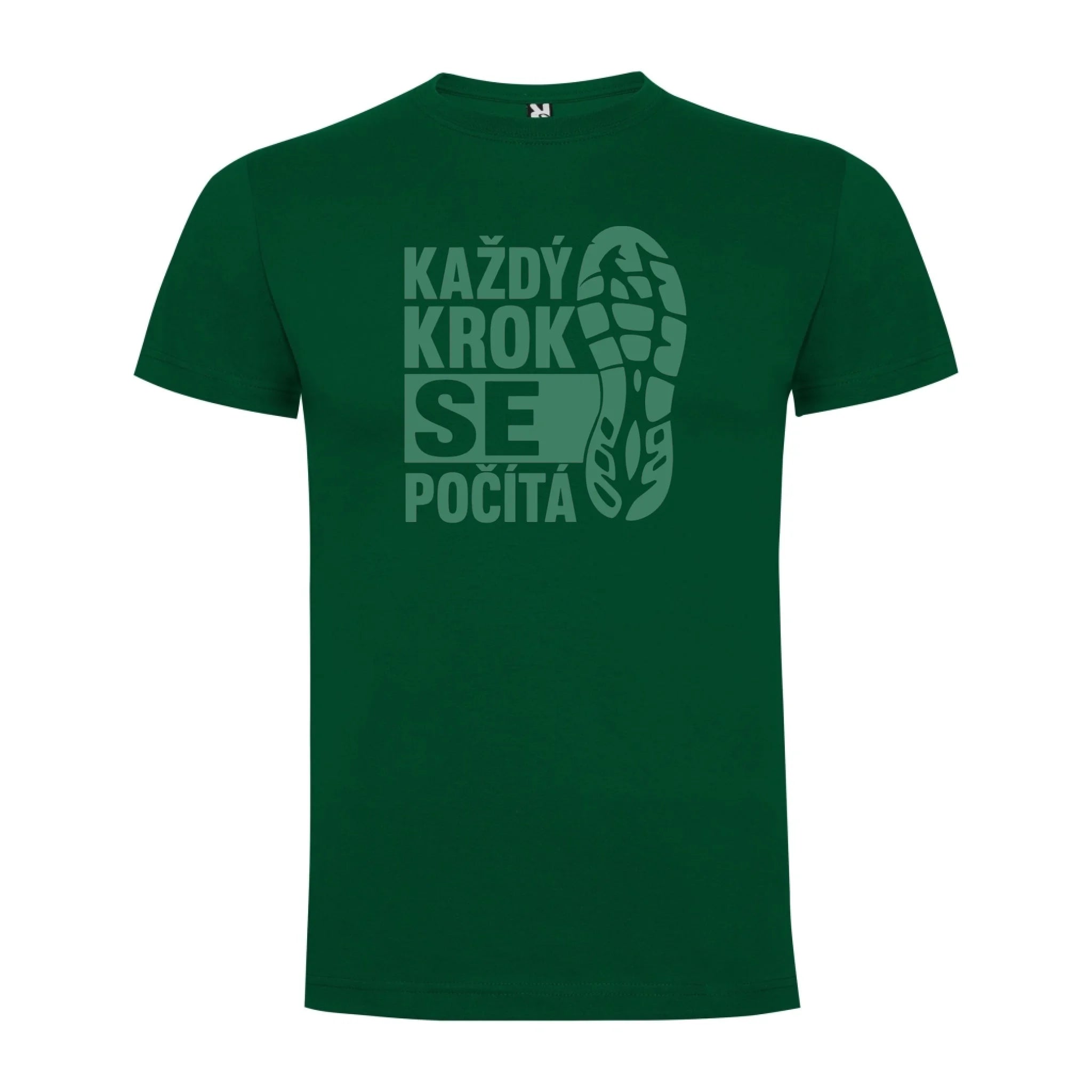 PÁNSKÉ TRIČKO KAŽDÝ KROK SE POČÍTÁ s možností dotisku jména, čísla, obrázku jen motiv dopředu Tmavě zelená