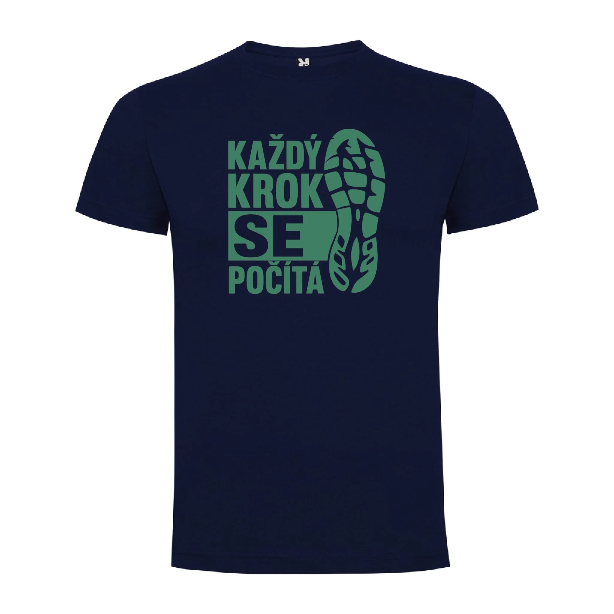 PÁNSKÉ TRIČKO KAŽDÝ KROK SE POČÍTÁ s možností dotisku jména, čísla, obrázku jen motiv dopředu Námořnická modrá