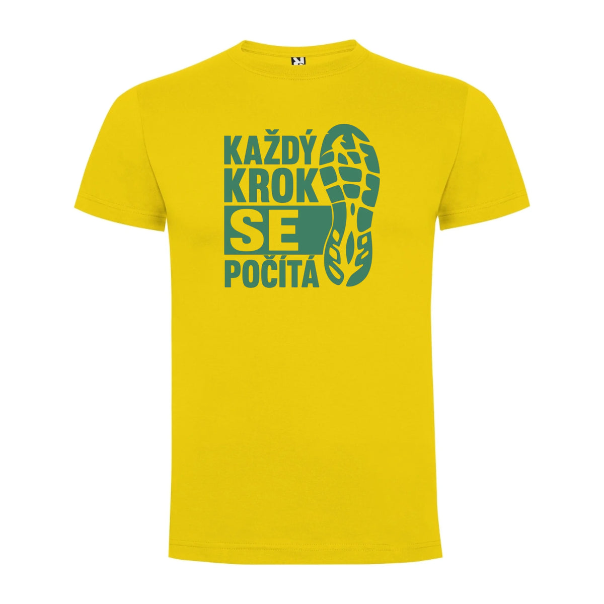 PÁNSKÉ TRIČKO KAŽDÝ KROK SE POČÍTÁ s možností dotisku jména, čísla, obrázku jen motiv dopředu Žlutá