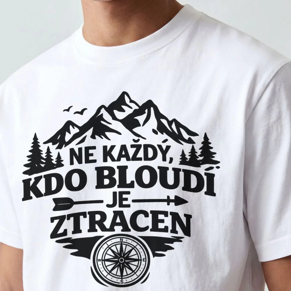 PÁNSKÉ TRIČKO NE KAŽDÝ KDO BLOUDÍ JE ZTRACEN s možností dotisku jména, čísla, obrázku
