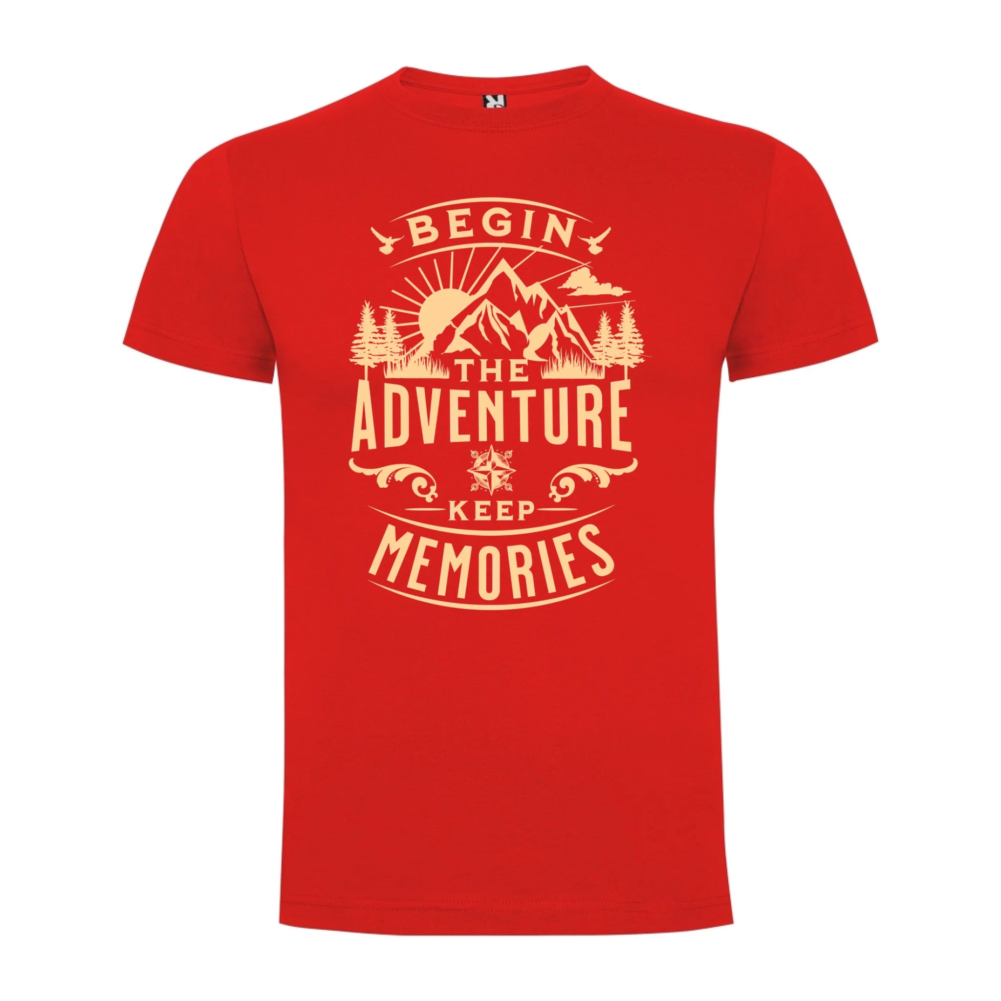 PÁNSKÉ TRIČKO BEGIN THE ADVENTURE s možností dotisku jména, čísla, obrázku jen motiv dopředu Červená