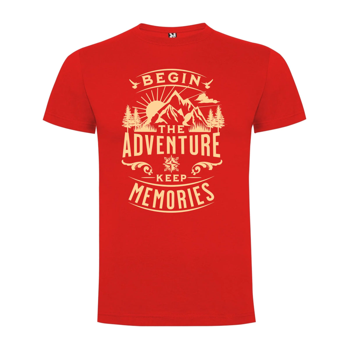 PÁNSKÉ TRIČKO BEGIN THE ADVENTURE s možností dotisku jména, čísla, obrázku jen motiv dopředu Červená