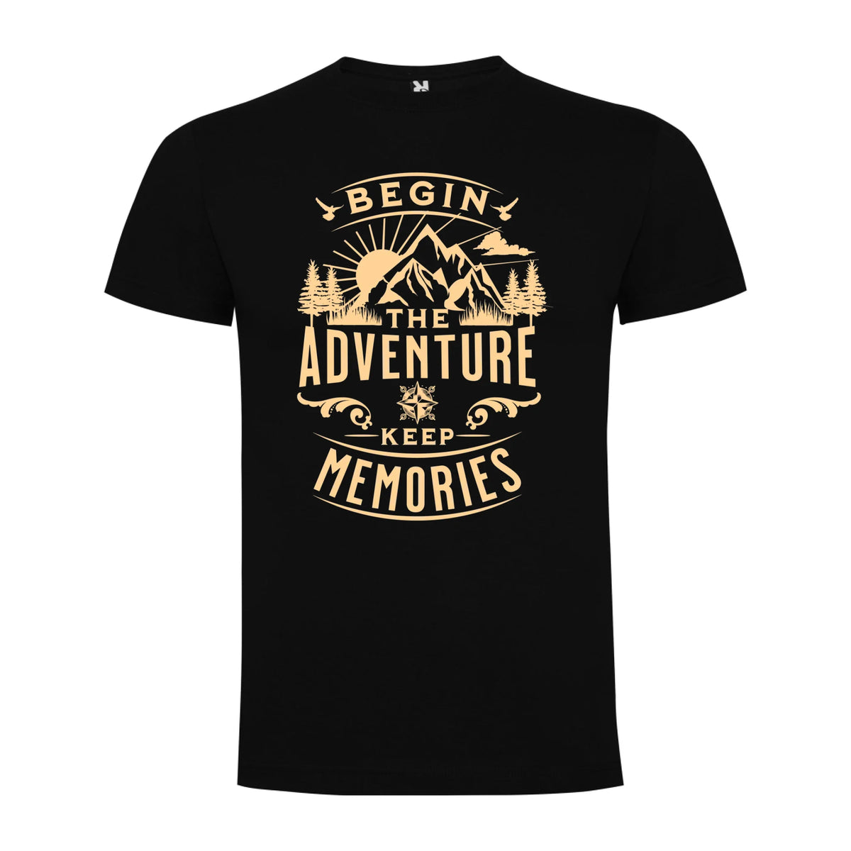 PÁNSKÉ TRIČKO BEGIN THE ADVENTURE s možností dotisku jména, čísla, obrázku jen motiv dopředu Černá