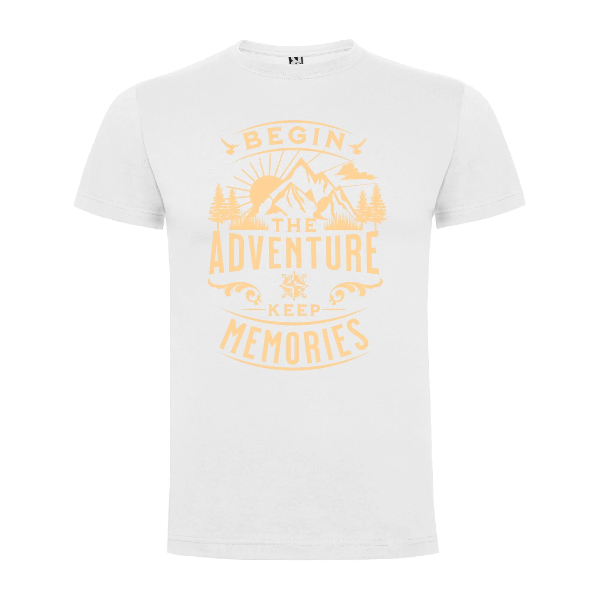 PÁNSKÉ TRIČKO BEGIN THE ADVENTURE s možností dotisku jména, čísla, obrázku jen motiv dopředu Bílá