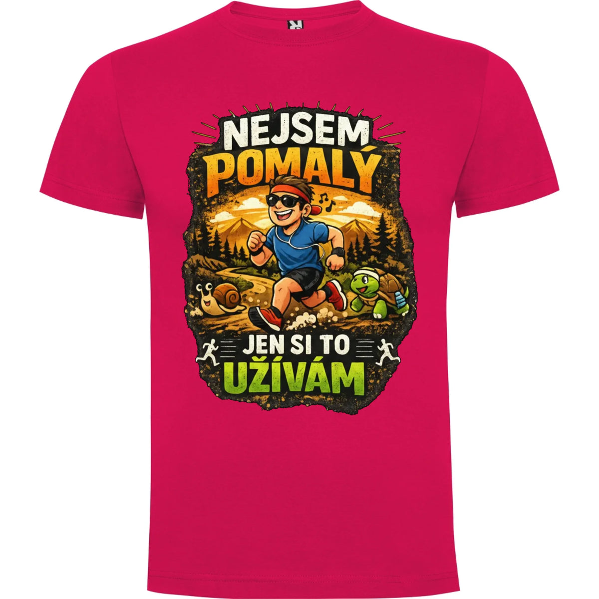 PÁNSKÉ TRIČKO BĚH NEJSEM POMALÝ s možností dotisku jména, čísla, obrázku jen motiv dopředu Růže