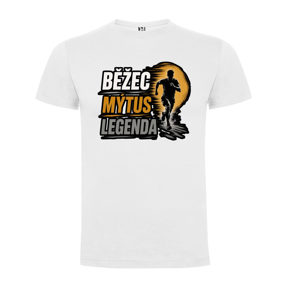 PÁNSKÉ TRIČKO BĚŽEC MÝTUS LEGENDA s možností dotisku jména, čísla, obrázku jen motiv dopředu Bílá