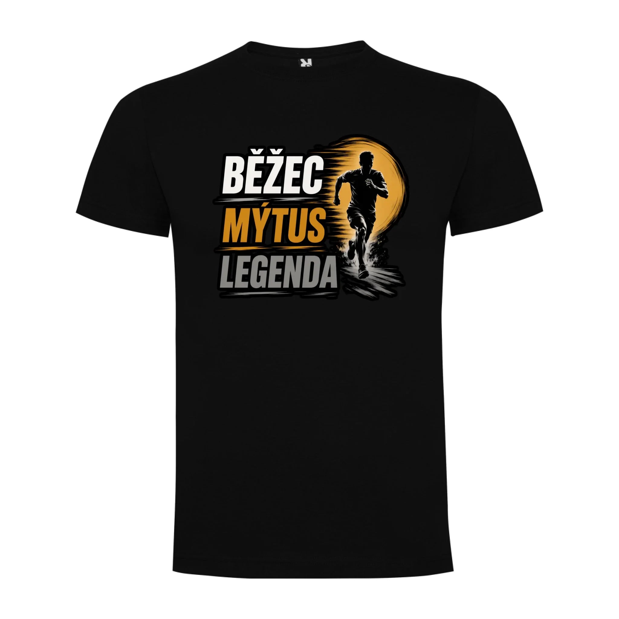 PÁNSKÉ TRIČKO BĚŽEC MÝTUS LEGENDA s možností dotisku jména, čísla, obrázku jen motiv dopředu Černá