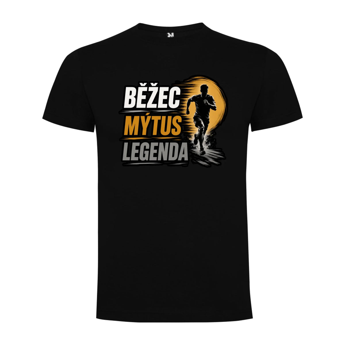 PÁNSKÉ TRIČKO BĚŽEC MÝTUS LEGENDA s možností dotisku jména, čísla, obrázku jen motiv dopředu Černá
