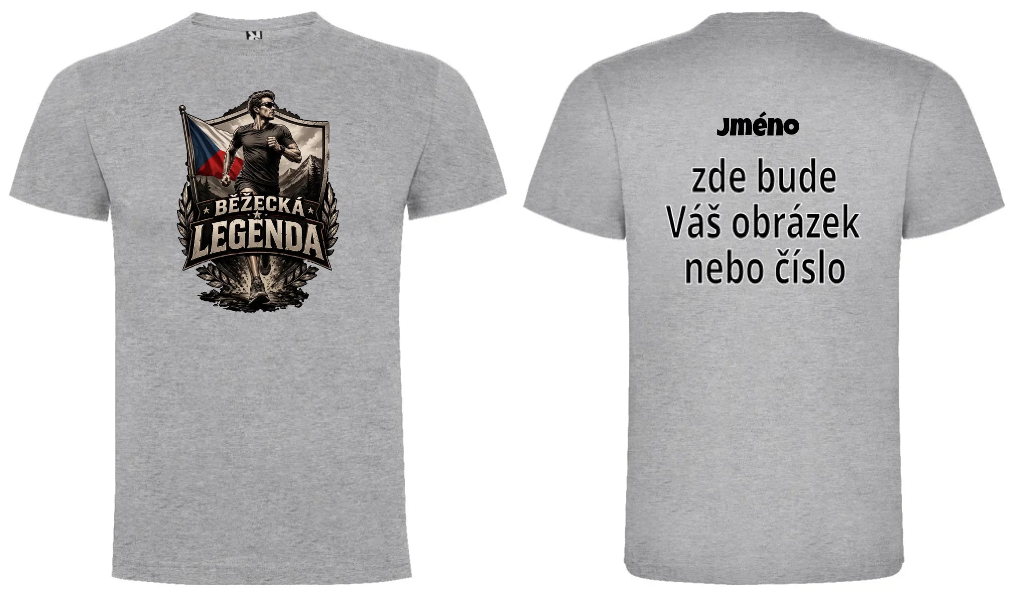 PÁNSKÉ TRIČKO BĚŽECKÁ LEGENDA s možností dotisku jména, čísla, obrázku motiv dopředu a na záda vlastní potisk Melír