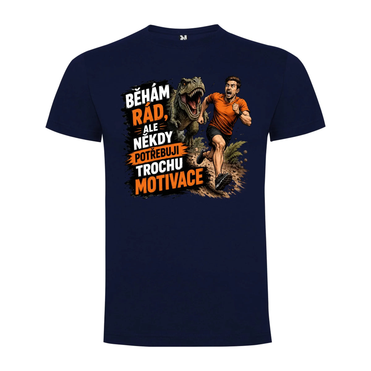 PÁNSKÉ TRIČKO BĚH MOTIVACE s možností dotisku jména, čísla, obrázku jen motiv dopředu Námořnická modrá