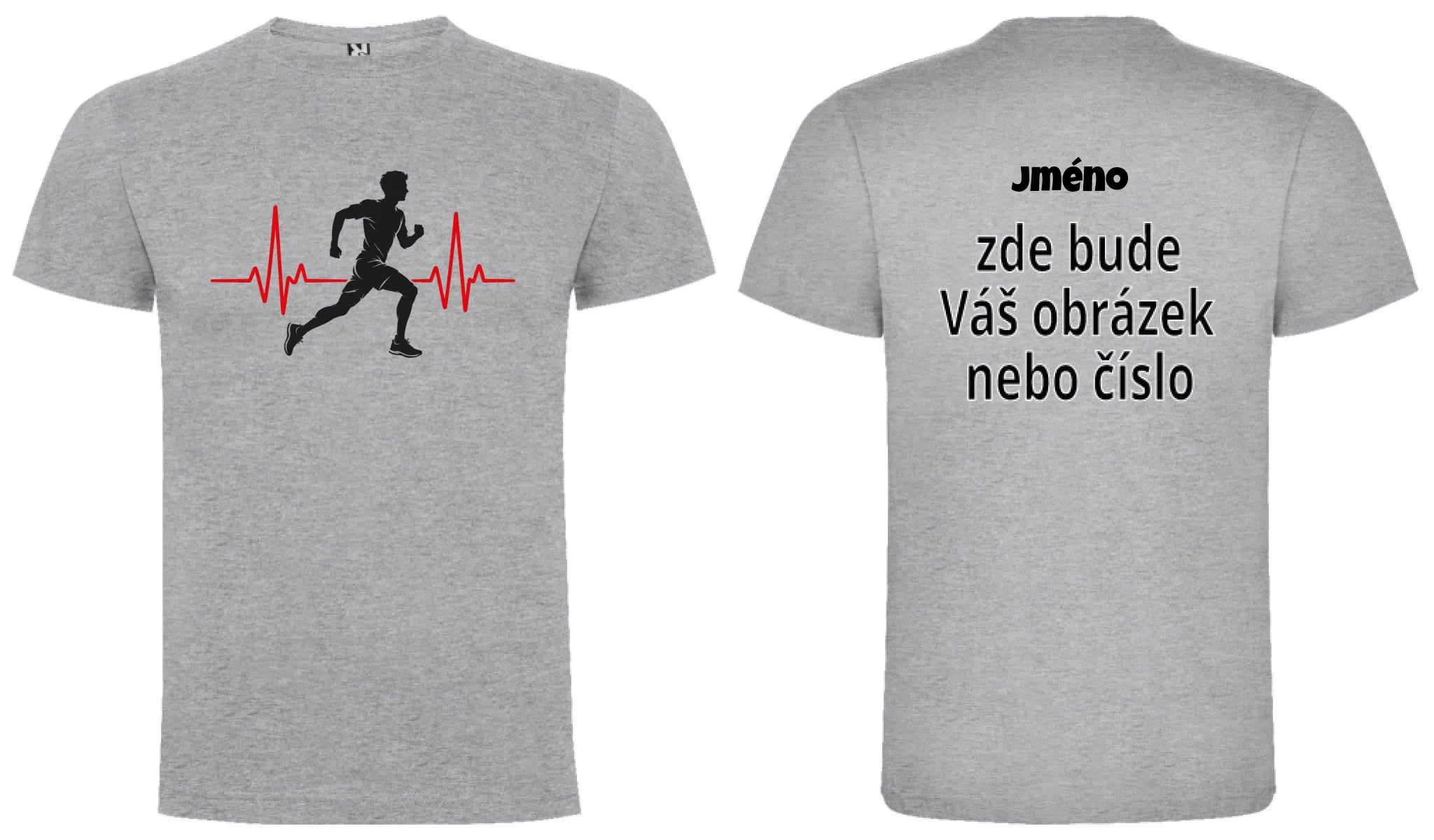 PÁNSKÉ TRIČKO BĚH HEARTBEAT s možností dotisku jména, čísla, obrázku motiv dopředu a na záda vlastní potisk Melír