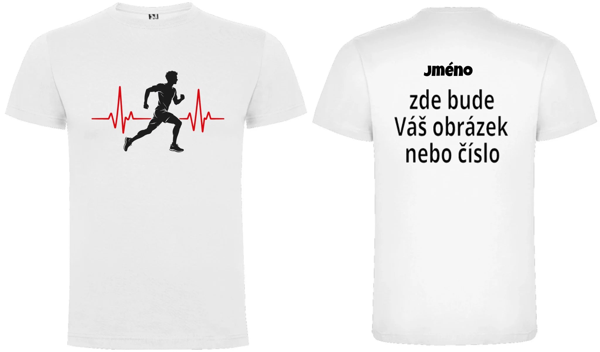 PÁNSKÉ TRIČKO BĚH HEARTBEAT s možností dotisku jména, čísla, obrázku motiv dopředu a na záda vlastní potisk Bílá