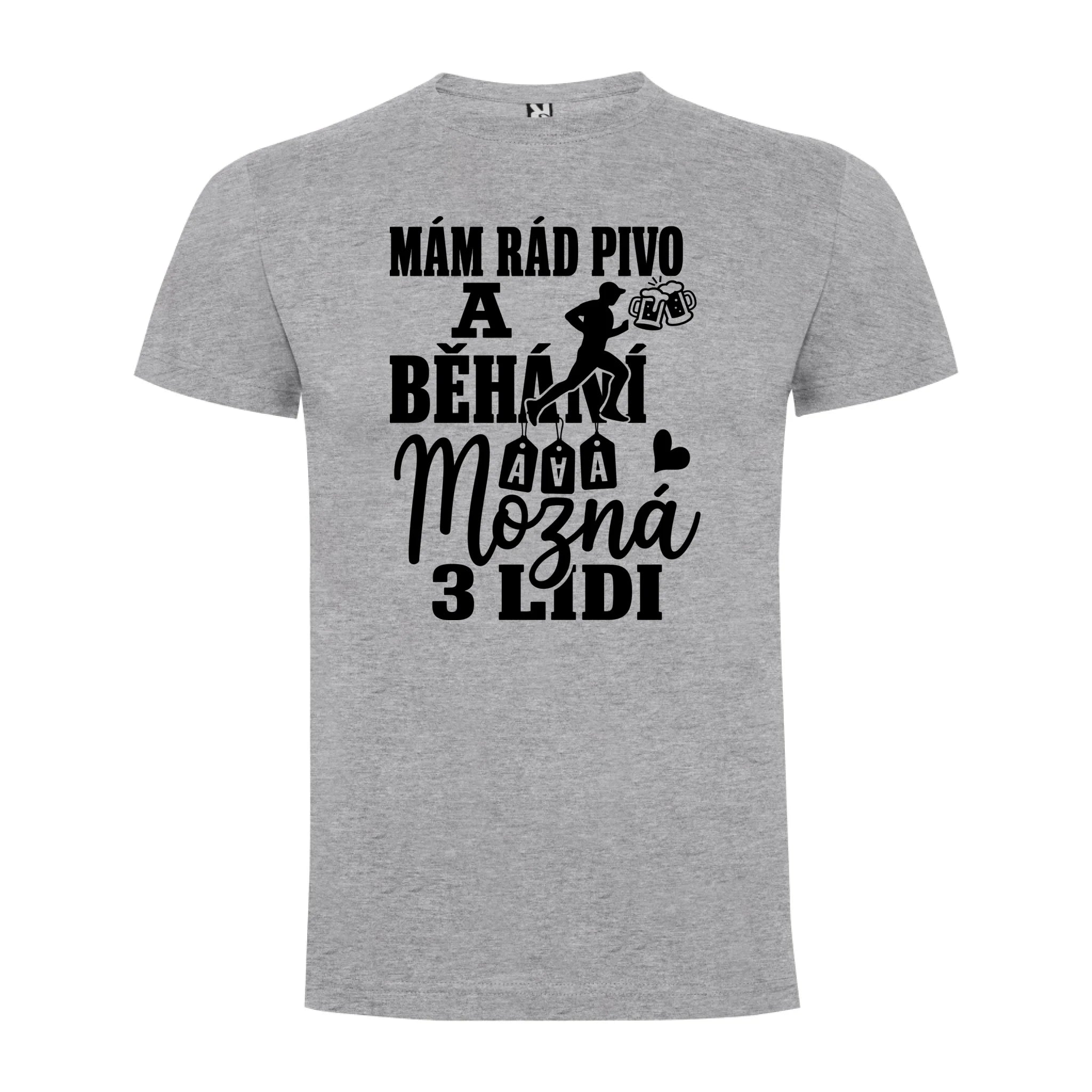 PÁNSKÉ TRIČKO MÁM RÁD PIVO A BĚHÁNÍ s možností dotisku jména, čísla, obrázku jen motiv dopředu Melír