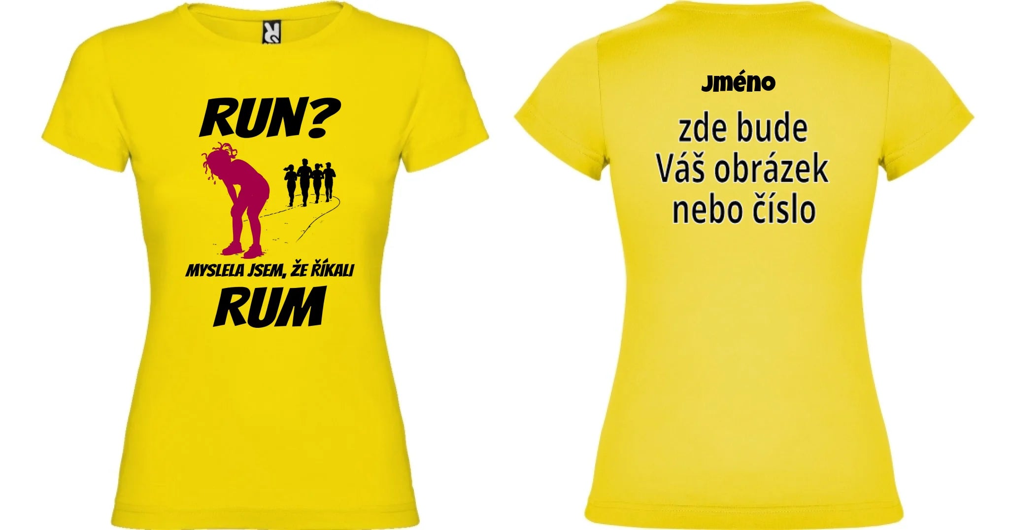 DÁMSKÉ TRIČKO RUN s možností dotisku jména, čísla, obrázku motiv dopředu a na záda vlastní potisk Žlutá