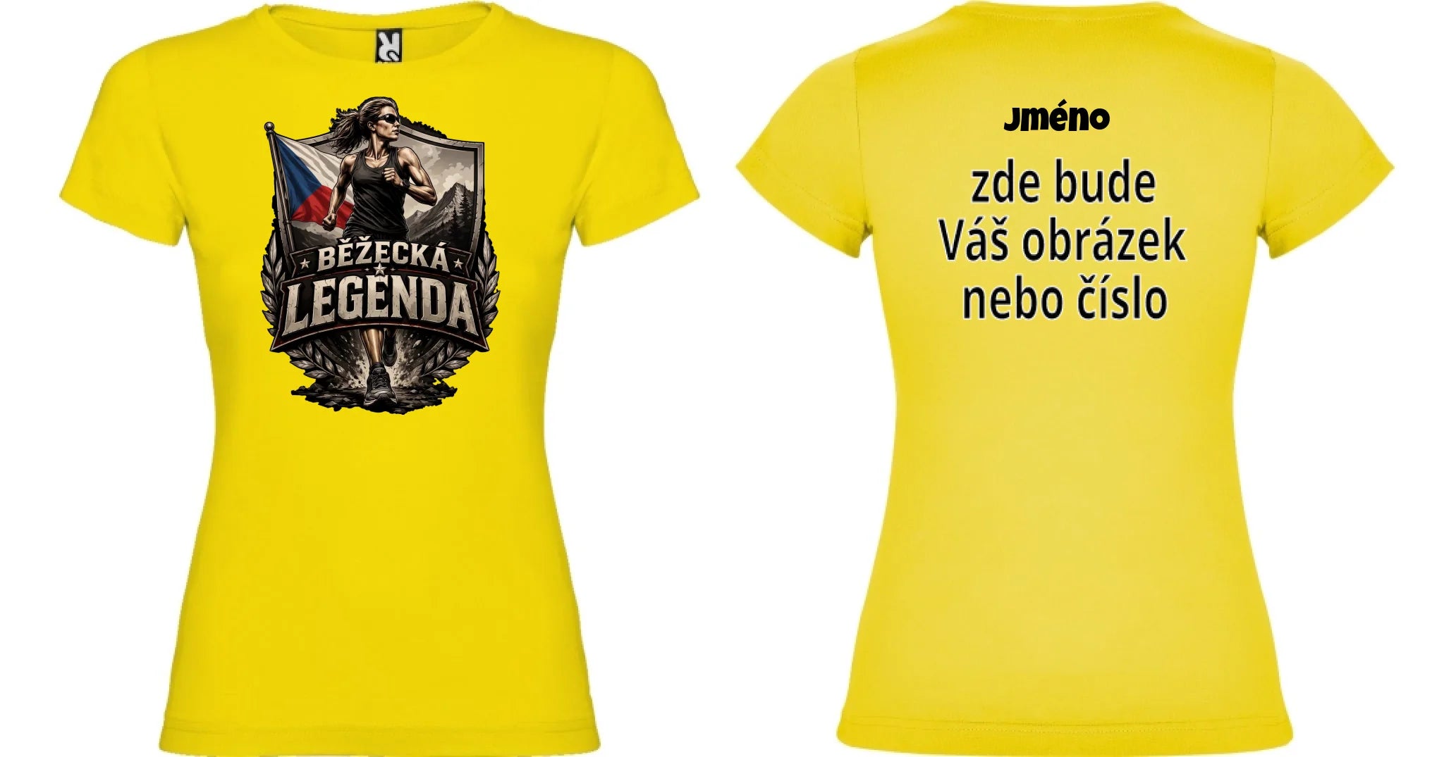 DÁMSKÉ TRIČKO BĚŽECKÁ LEGENDA s možností dotisku jména, čísla, obrázku motiv dopředu a na záda vlastní potisk Žlutá