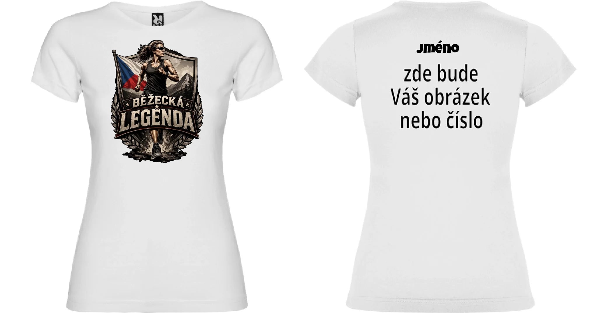 DÁMSKÉ TRIČKO BĚŽECKÁ LEGENDA s možností dotisku jména, čísla, obrázku motiv dopředu a na záda vlastní potisk Bílá