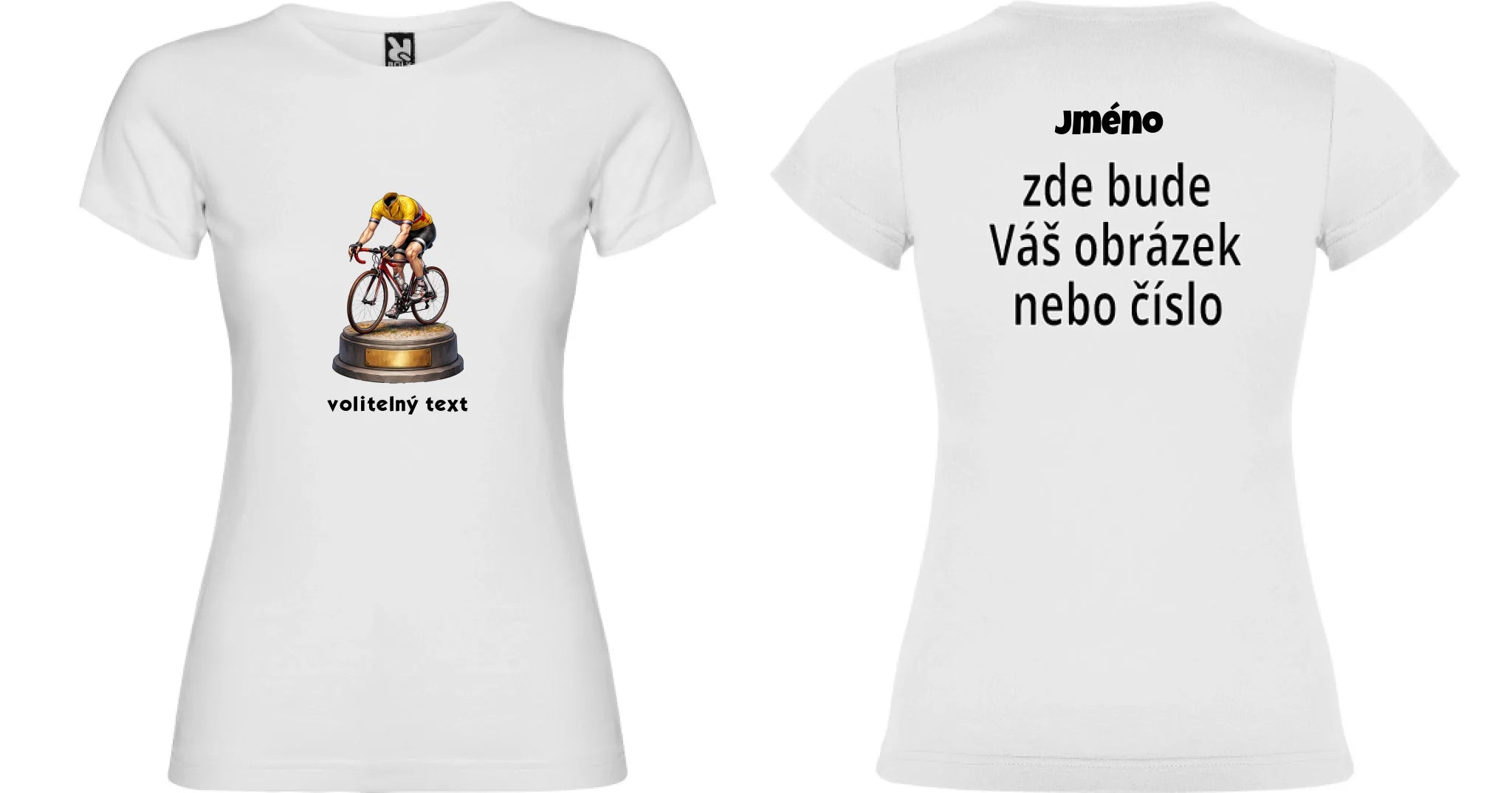 DÁMSKÉ TRIČKO s motivem KOLO, PLAVÁNÍ (s vlastní fotkou) motiv dopředu a na záda vlastní potisk Bílá