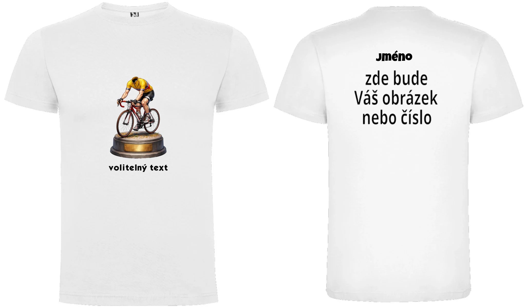 PÁNSKÉ TRIČKO s motivem KOLO, PLAVÁNÍ s vlastní fotkou motiv dopředu a na záda vlastní potisk Bílá