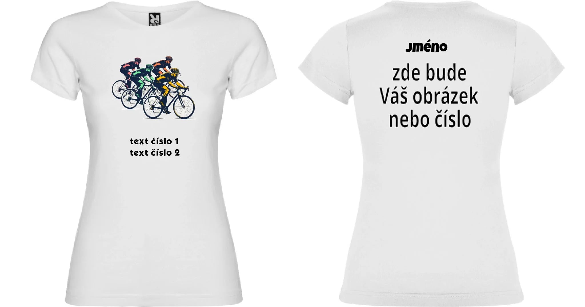 DÍVČÍ TRIČKO s motivem KOLO, PLAVÁNÍ výběr z 20+ obrázků, možnost doplnit vlastní texty oboustranný potisk dívčí jamaica Bílá