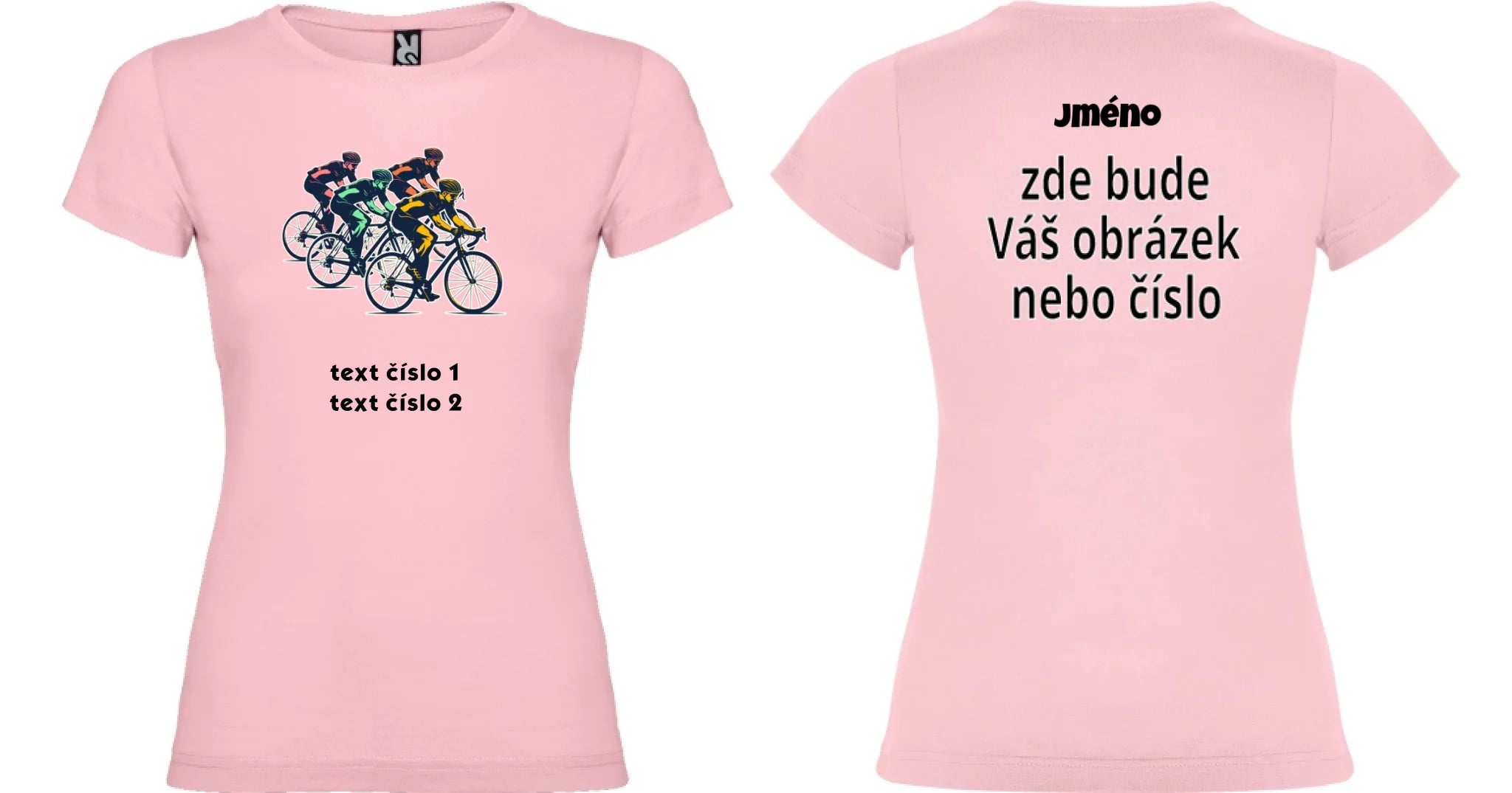 DÍVČÍ TRIČKO s motivem KOLO, PLAVÁNÍ výběr z 20+ obrázků, možnost doplnit vlastní texty oboustranný potisk dívčí jamaica Světle růžová
