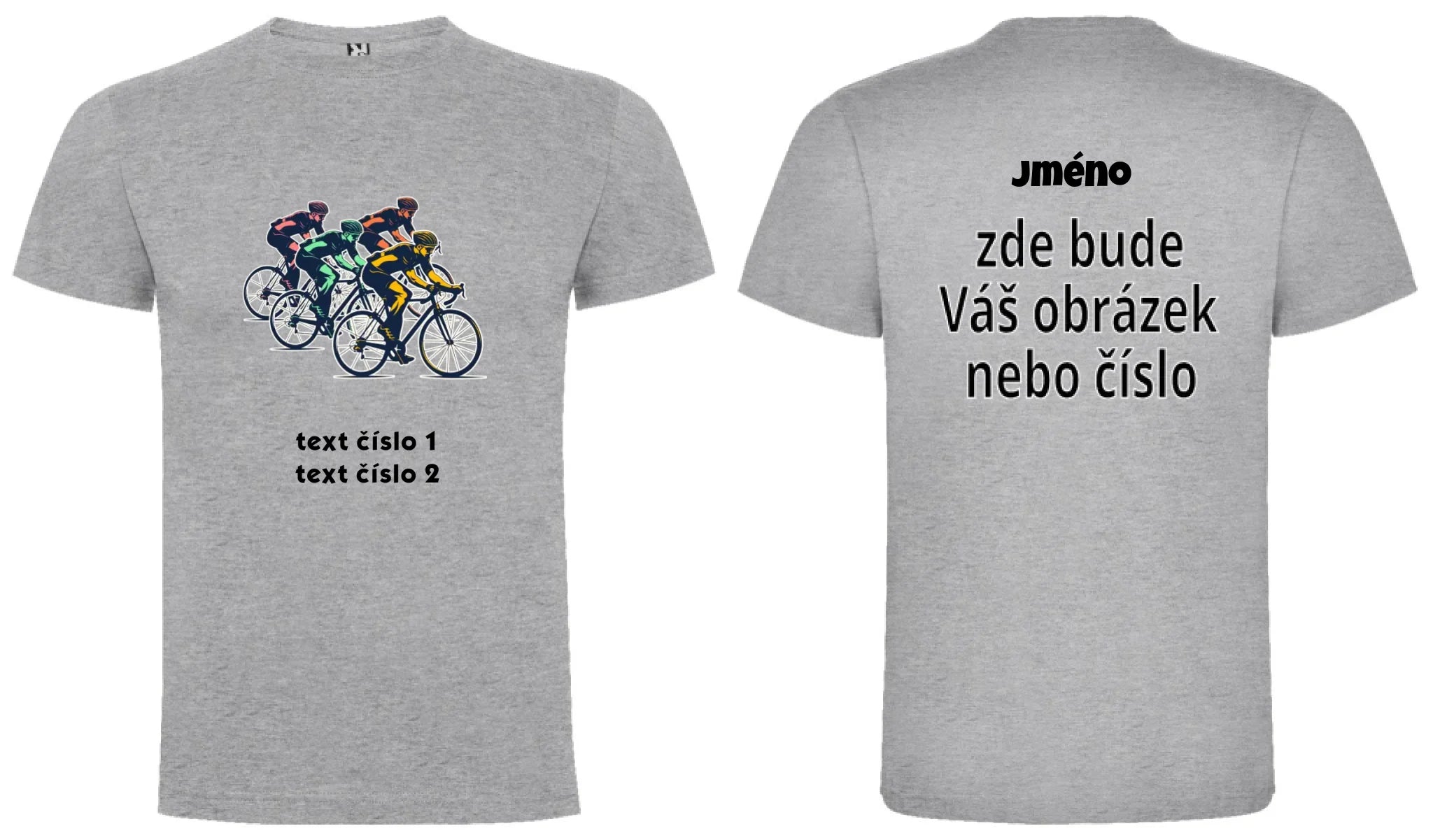 CHLAPECKÉ TRIČKO s motivem KOLO, PLAVÁNÍ výběr z 20+ obrázků, možnost doplnit vlastní texty oboustranný potisk chlapecké DOGO Melír