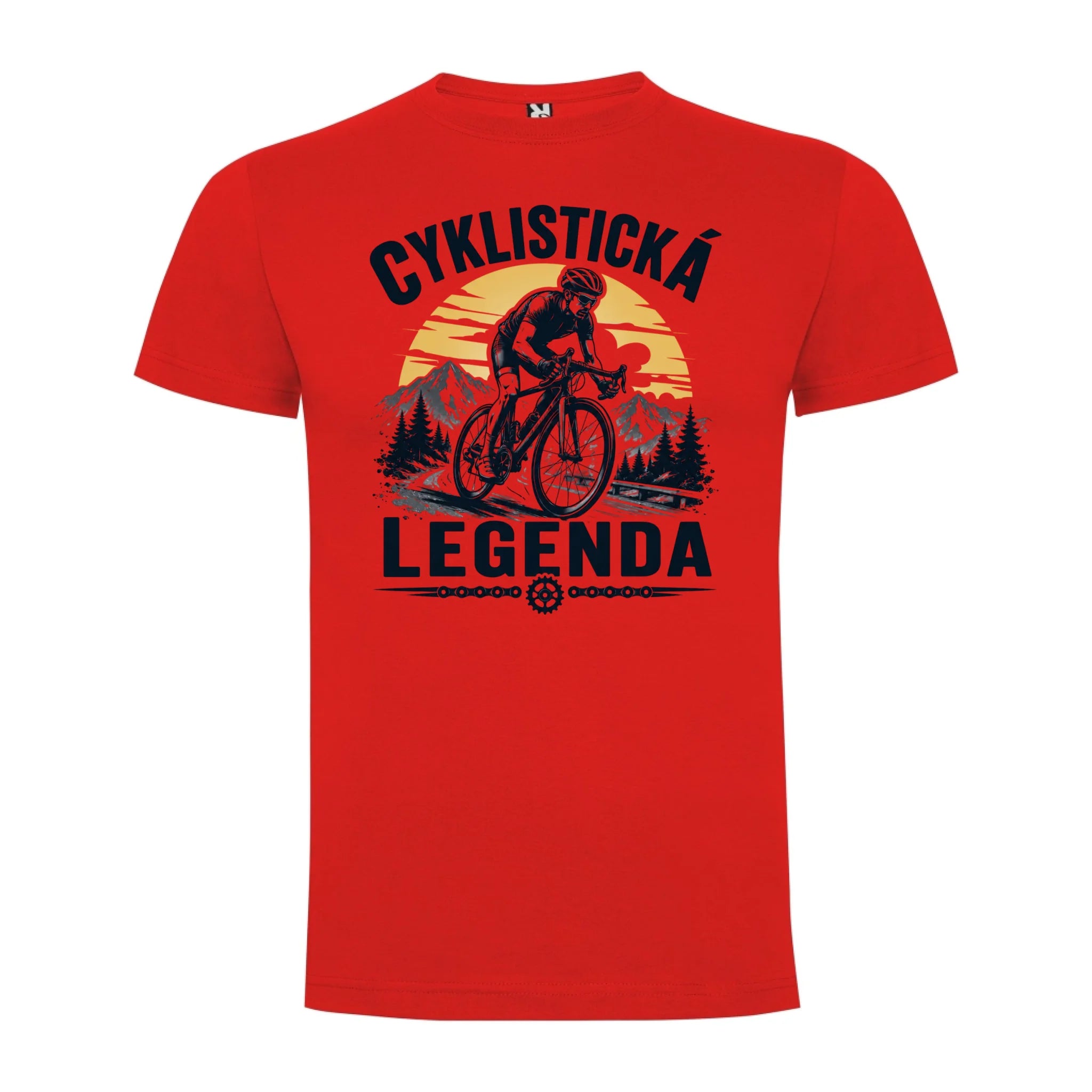 PÁNSKÉ TRIČKO CYKLISTICKÁ LEGENDA s možností dotisku jména, čísla, obrázku jen motiv dopředu Červená