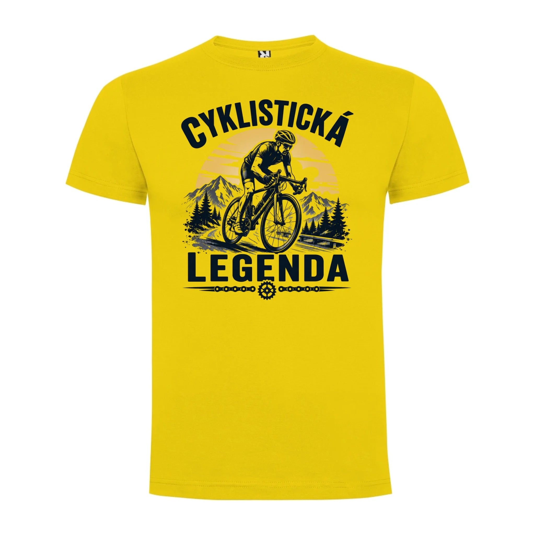 PÁNSKÉ TRIČKO CYKLISTICKÁ LEGENDA s možností dotisku jména, čísla, obrázku jen motiv dopředu Žlutá