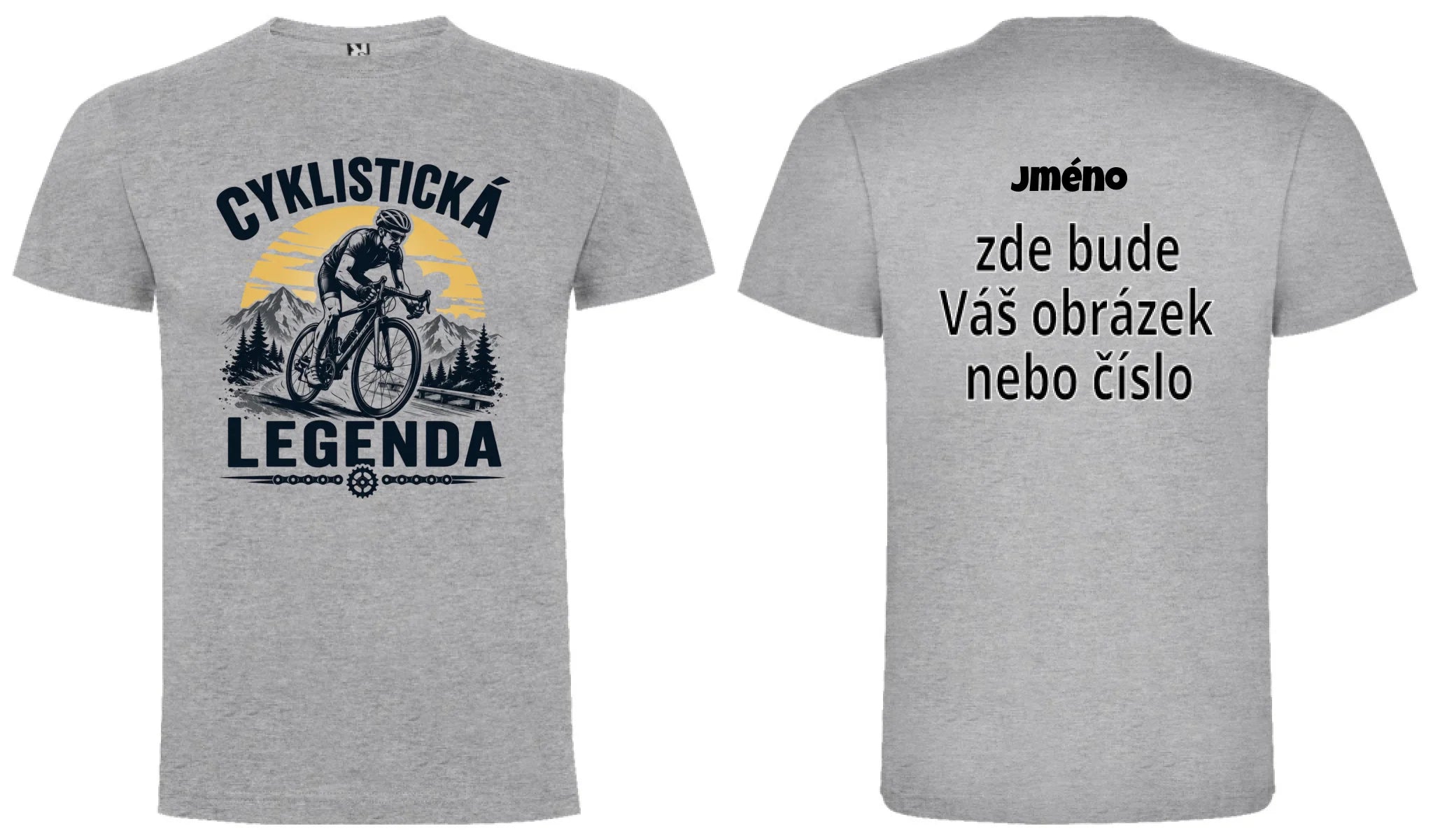 PÁNSKÉ TRIČKO CYKLISTICKÁ LEGENDA s možností dotisku jména, čísla, obrázku motiv dopředu a na záda vlastní potisk Melír