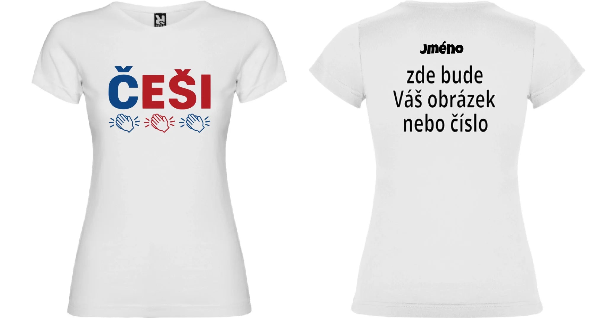 DÍVČÍ TRIČKO ČEŠI 5+ motivů s možností dotisku jména, čísla, obrázku motiv dopředu a na záda vlastní potisk Bílá