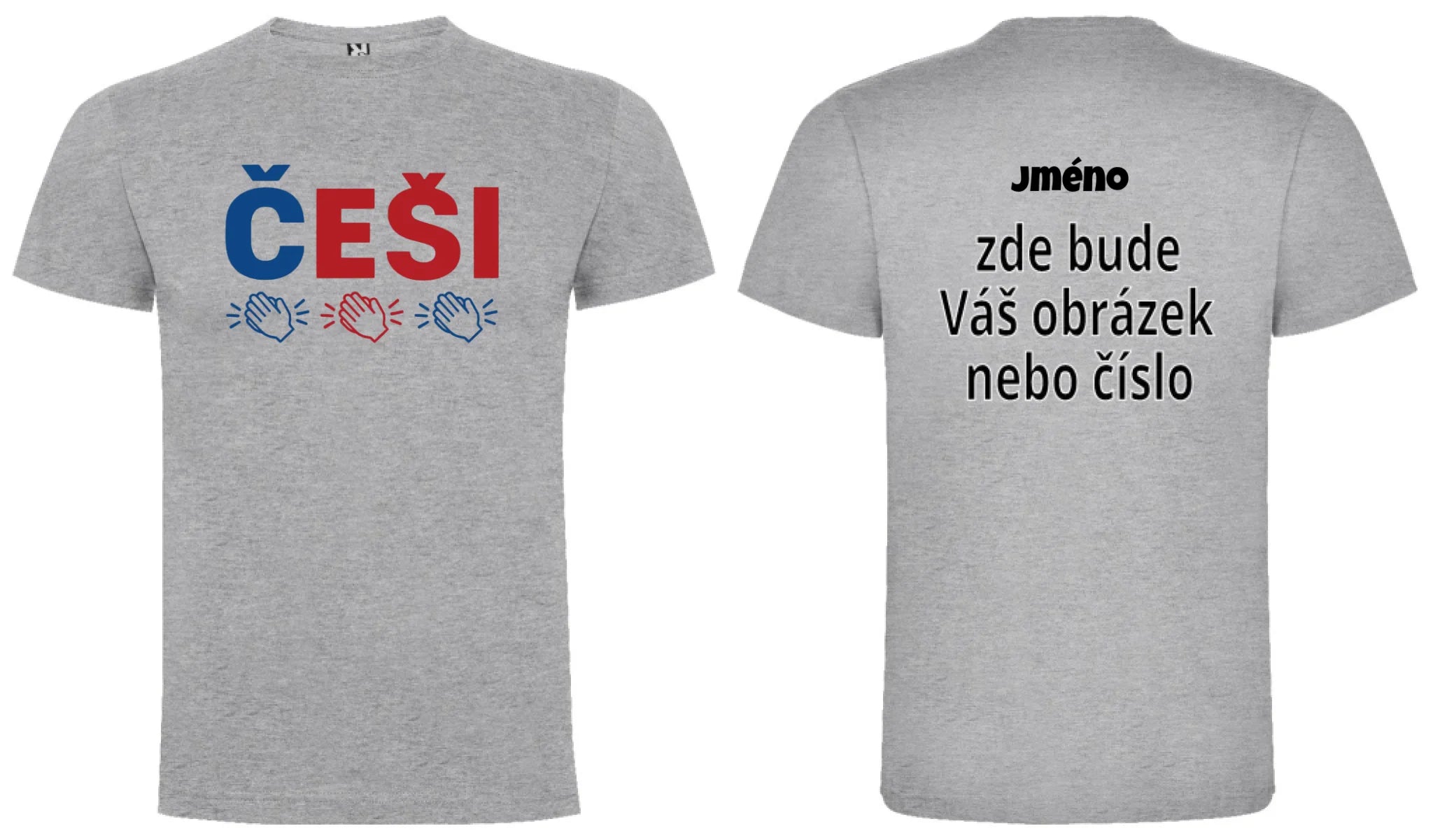 PÁNSKÉ TRIČKO ČEŠI 5+ motivů s možností dotisku jména, čísla, obrázku motiv dopředu a na záda vlastní potisk Melír