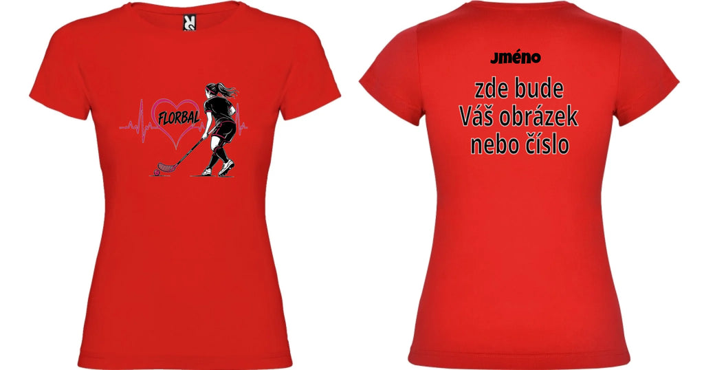 DÁMSKÉ TRIČKO FLORBAL HEARTBEAT s možností dotisku jména, čísla, obrázku