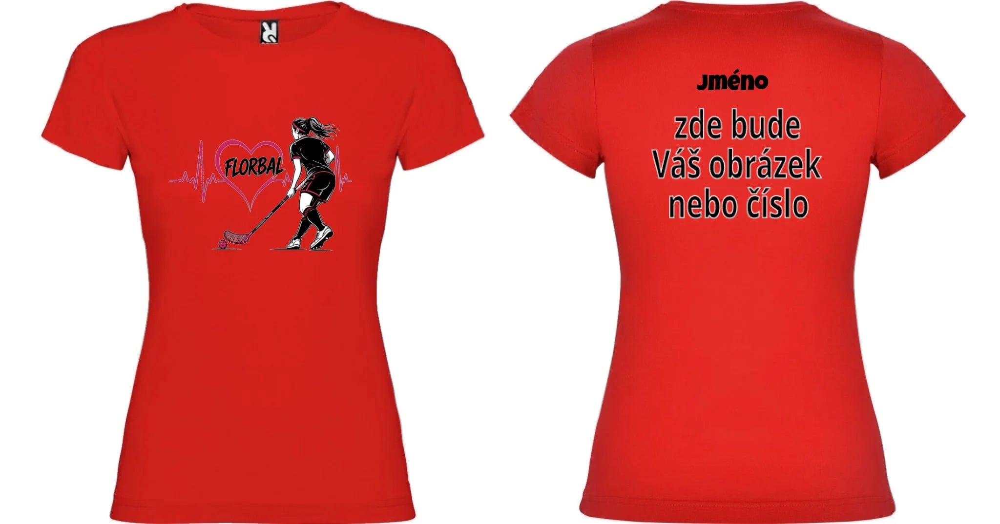 DÁMSKÉ TRIČKO FLORBAL HEARTBEAT s možností dotisku jména, čísla, obrázku
