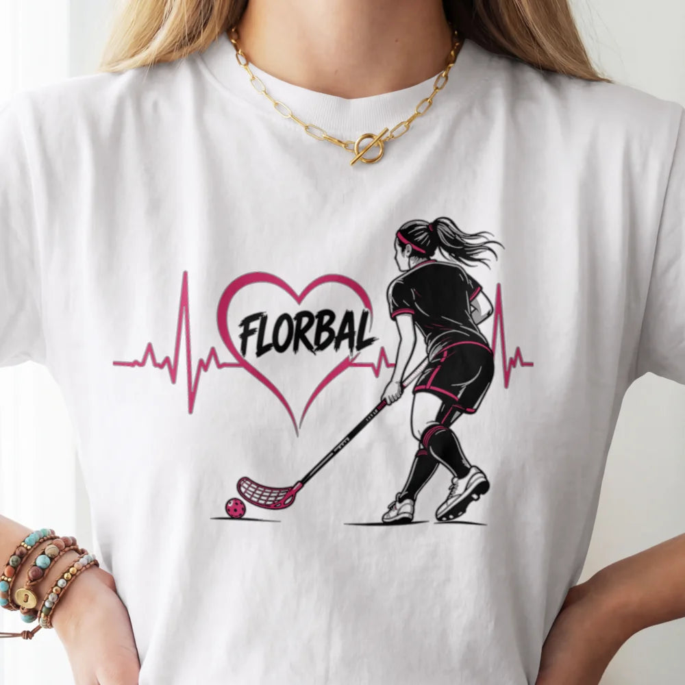 DÁMSKÉ TRIČKO FLORBAL HEARTBEAT s možností dotisku jména, čísla, obrázku