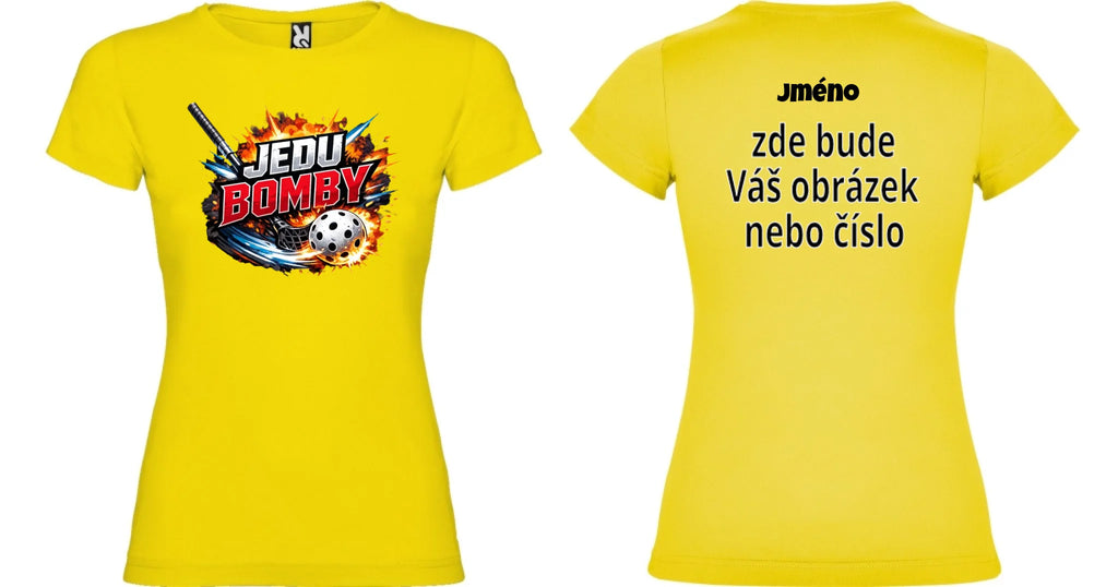 DÁMSKÉ TRIČKO FLORBAL JEDU BOMBY s možností dotisku jména, čísla, obrázku