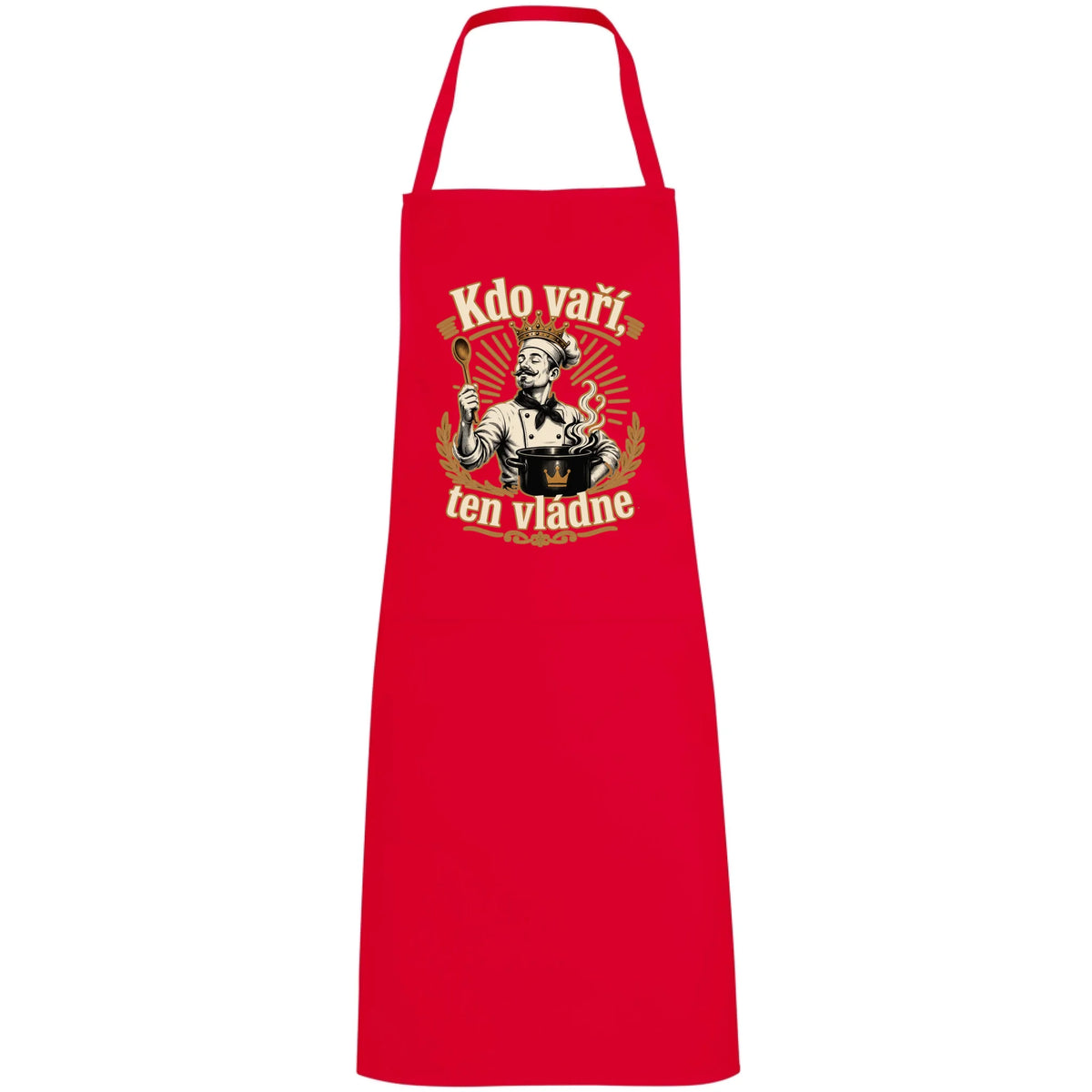 ZÁSTĚRA KDO VAŘÍ VLÁDNE zástěra RAMSAY červená uni