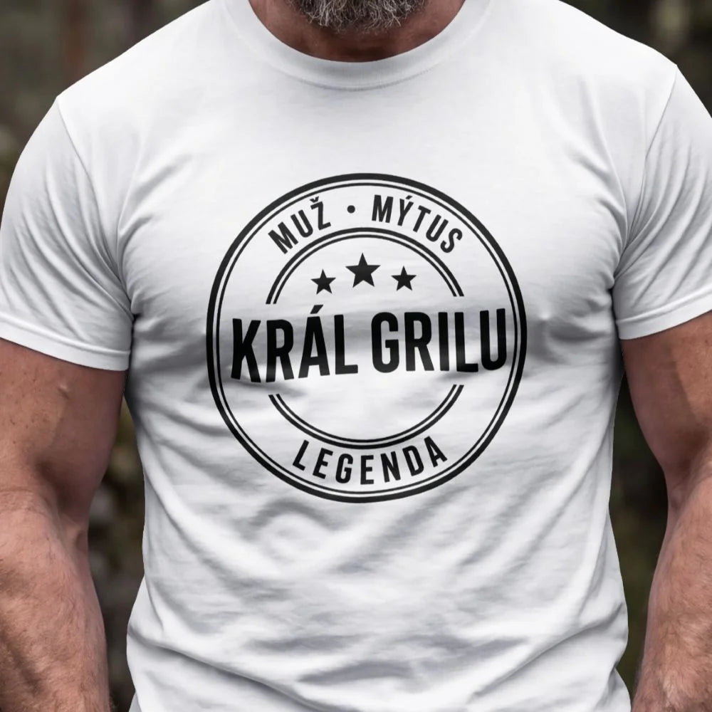 PÁNSKÉ TRIČKO MUŽ MÝTUS LEGENDA KRÁL GRILU s možností dotisku jména, čísla, obrázku