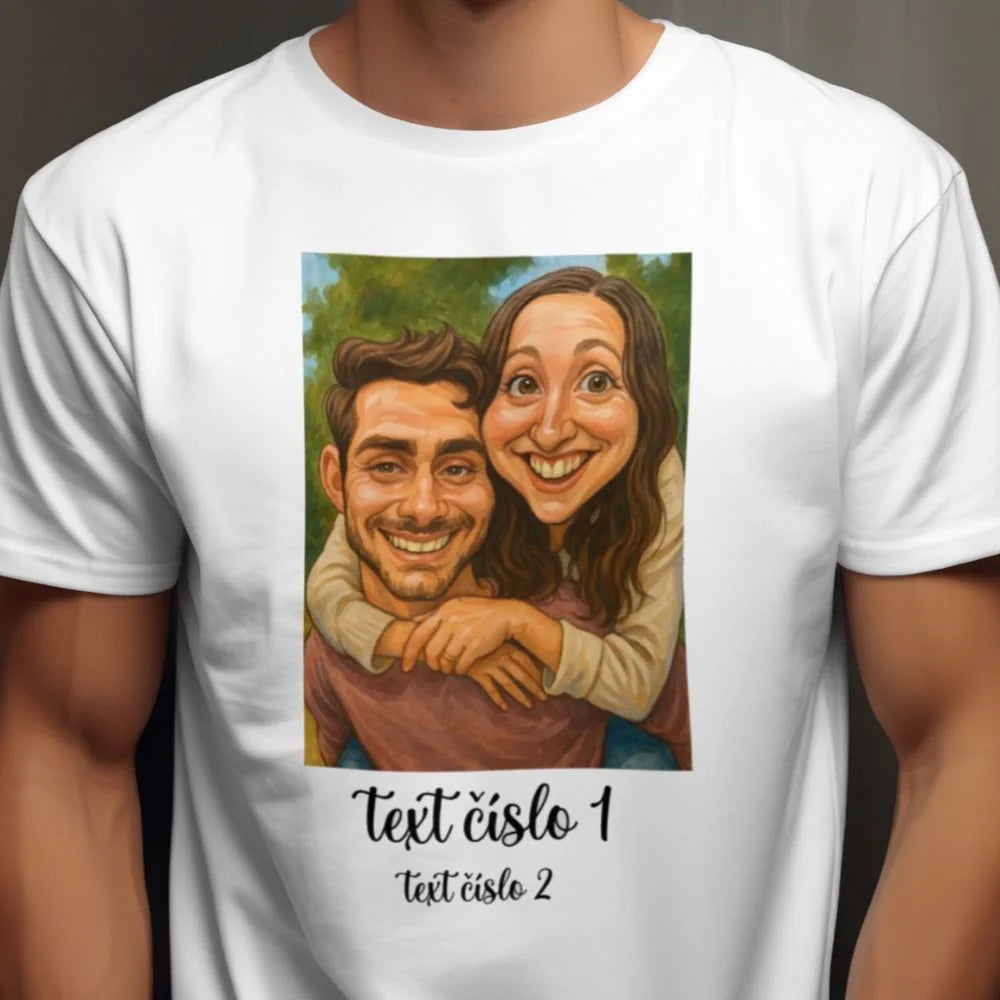 PÁNSKÉ TRIČKO s motivem KARIKATURA (vložíte fotku a texty)