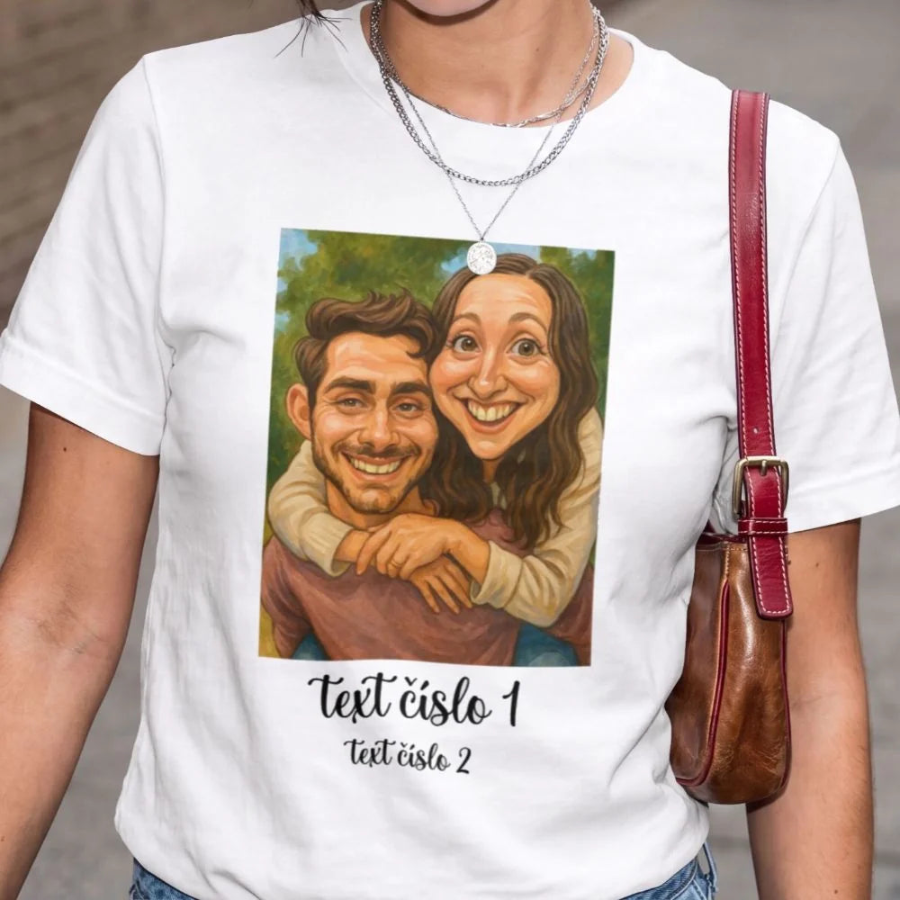 DÁMSKÉ TRIČKO s motivem KARIKATURA (vložíte fotku a texty)