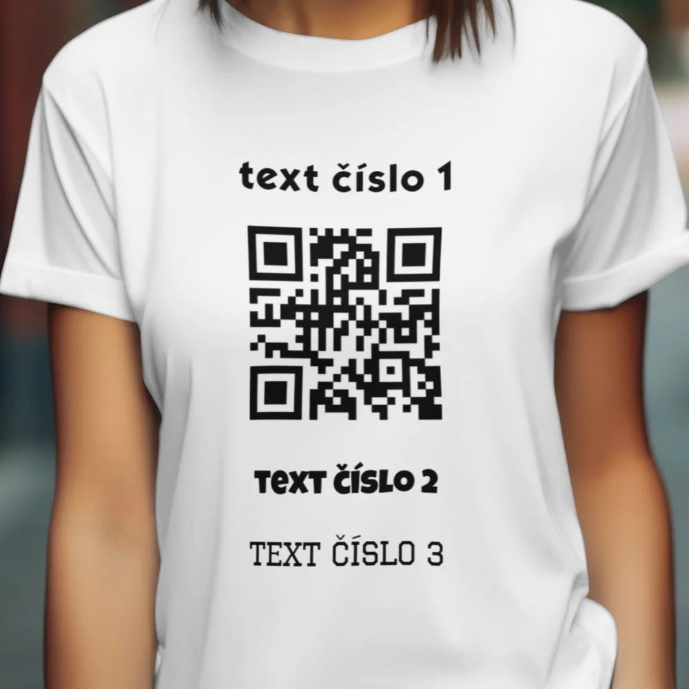DÁMSKÉ TRIČKO s motivem QR KÓD (vložíte url adresu, můžete vložit vlastní texty)