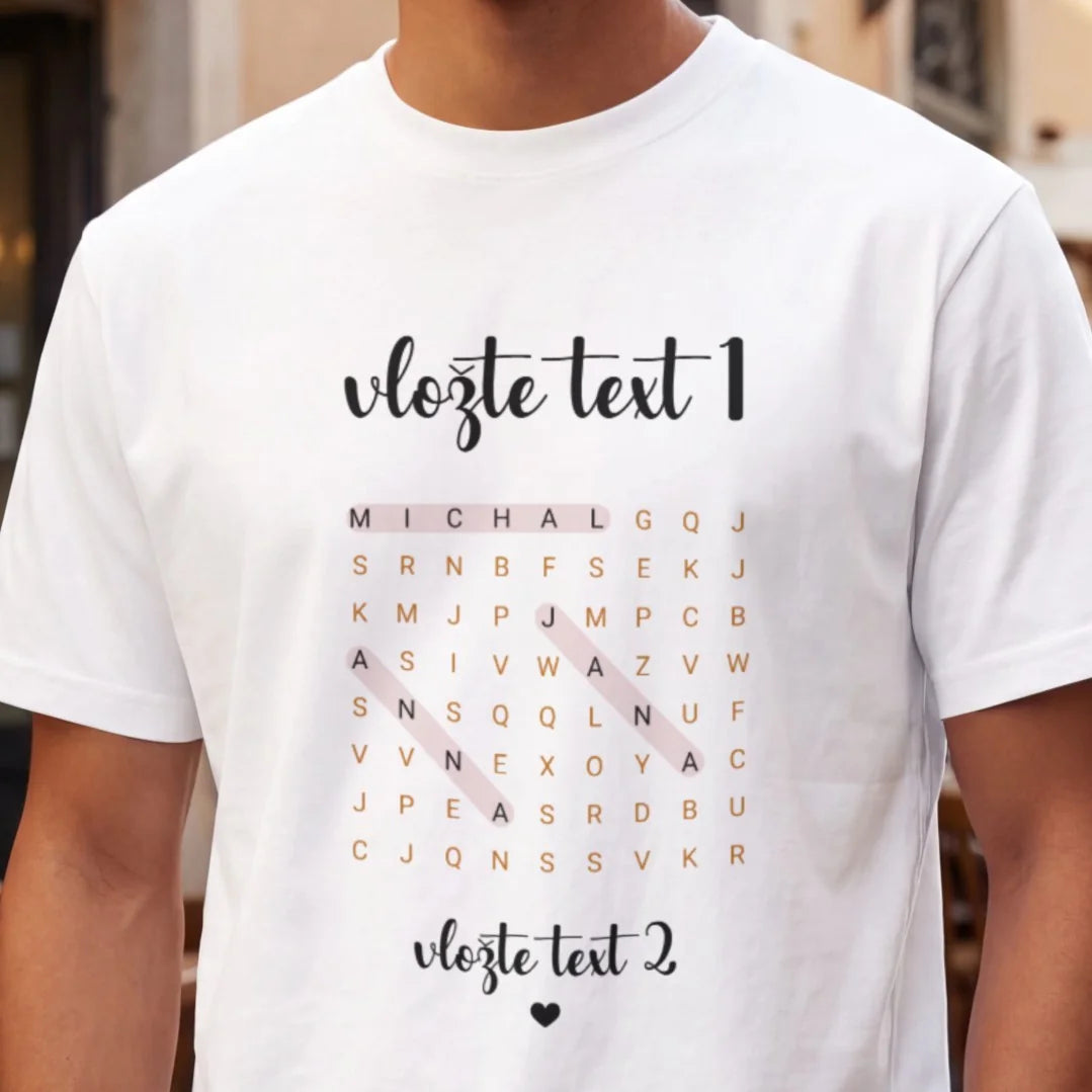 PÁNSKÉ TRIČKO s  motivem OSMISMĚRKA (vložíte jména a další texty)