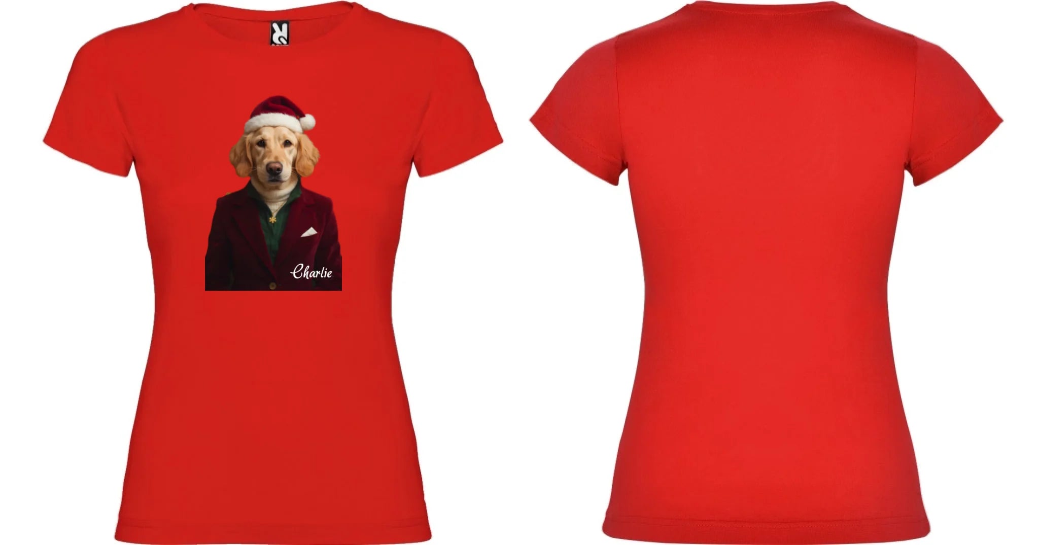 DÍVČÍ TRIČKO s potiskem ZVÍŘECÍ GLAMOUR PROMĚNA AI (vložíte foto, doplníte jméno) oboustranný potisk dívčí jamaica Červená
