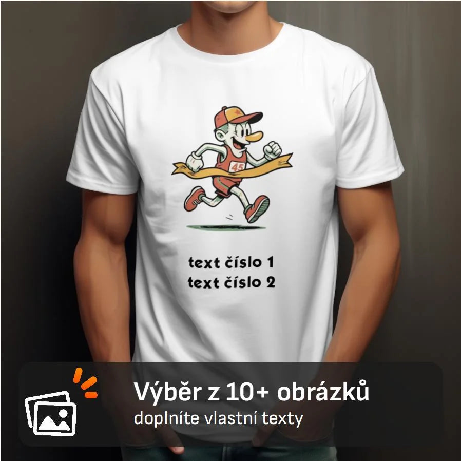 PÁNSKÉ TRIČKO BĚH výběr z 10+ obrázků, možnost doplnit vlastní texty