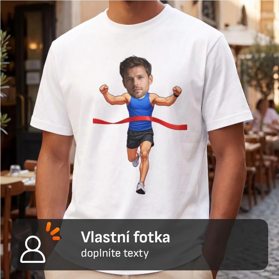 PÁNSKÉ TRIČKO BĚH s vlastní fotkou a s možností dotisku jména, čísla, obrázku