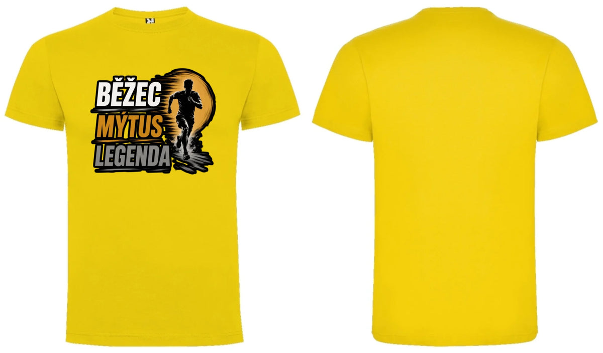 PÁNSKÉ TRIČKO BĚŽEC MÝTUS LEGENDA s možností dotisku jména, čísla, obrázku motiv dopředu a na záda vlastní potisk Žlutá
