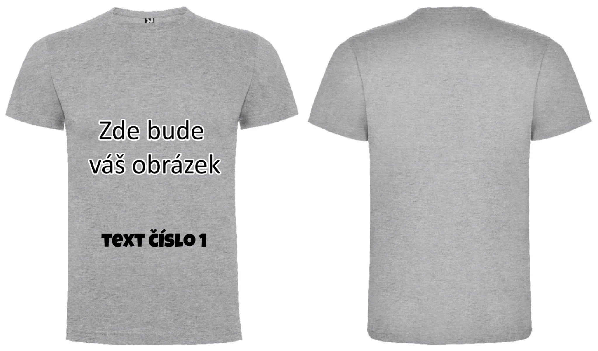 CHLAPECKÉ TRIČKO krátký rukáv s vaším motivem/fotkou potisk dopředu i na záda Melír
