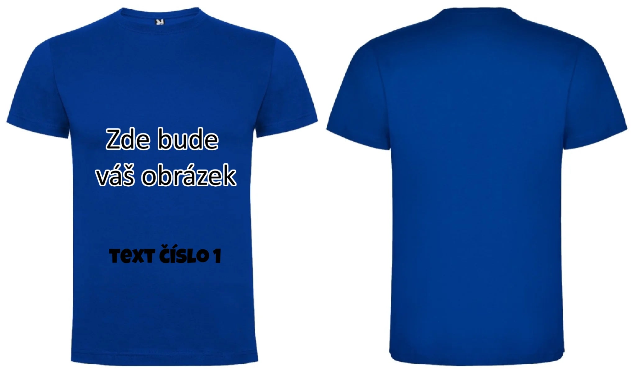 CHLAPECKÉ TRIČKO krátký rukáv s vaším motivem/fotkou potisk dopředu i na záda Modrá