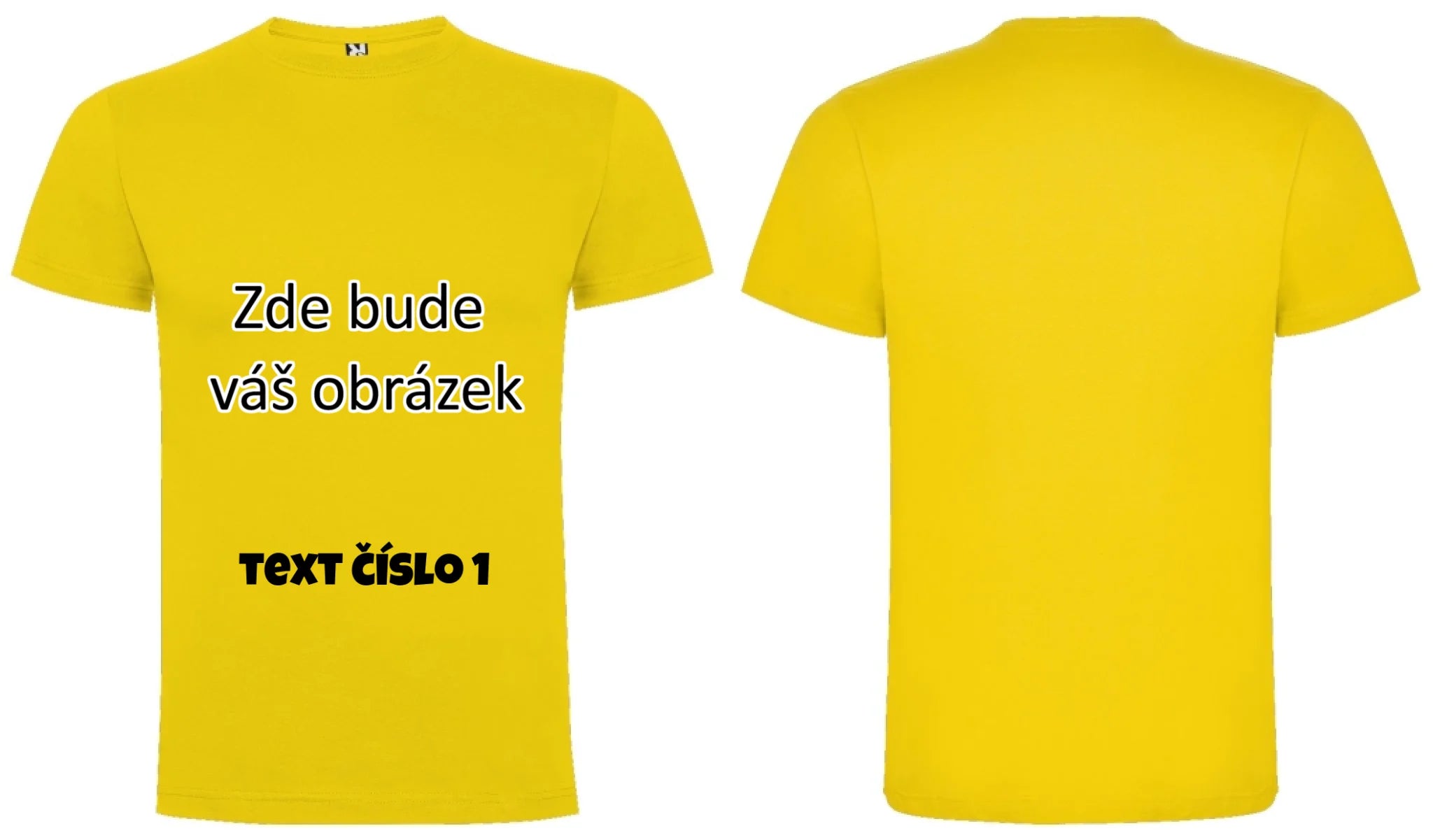 CHLAPECKÉ TRIČKO krátký rukáv s vaším motivem/fotkou potisk dopředu i na záda Žlutá