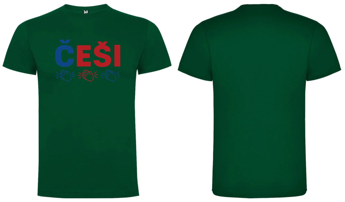 PÁNSKÉ TRIČKO ČEŠI 5+ motivů s možností dotisku jména, čísla, obrázku motiv dopředu a na záda vlastní potisk Tmavě zelená