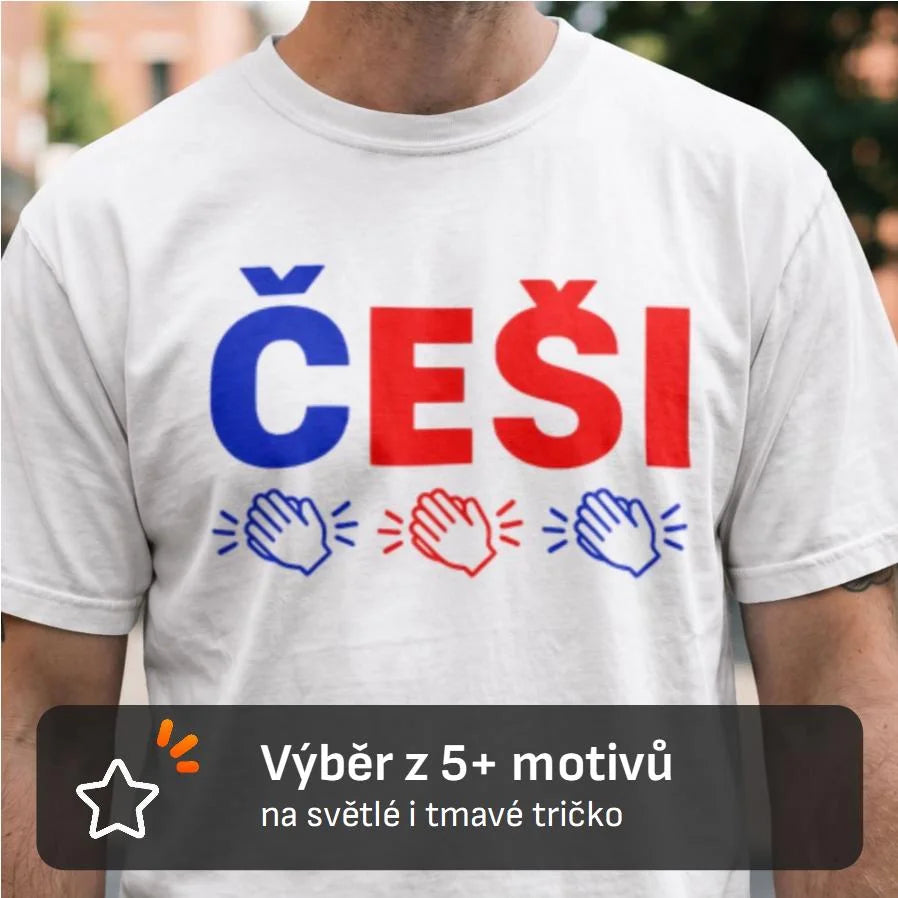 PÁNSKÉ TRIČKO ČEŠI 5+ motivů s možností dotisku jména, čísla, obrázku