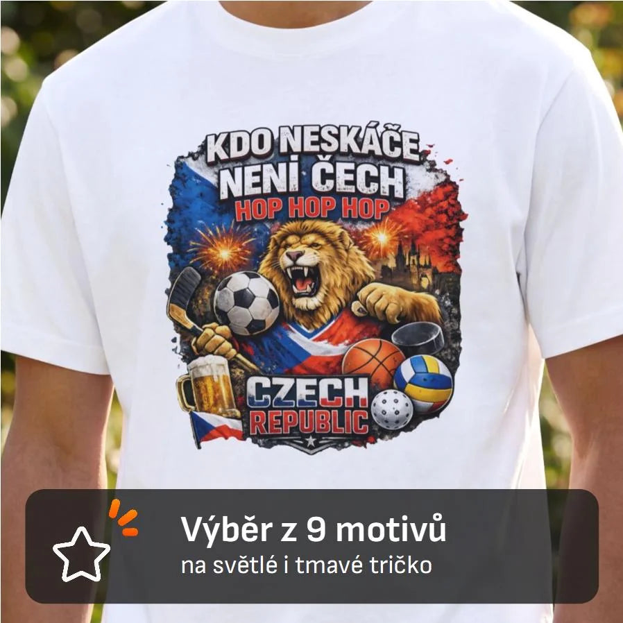 PÁNSKÉ TRIČKO KDO NESKÁČE NENÍ ČECH s možností dotisku jména, čísla, obrázku